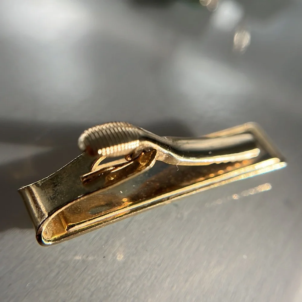 Vintage Jade Glass Toggle Cuff Links & Tie Bar